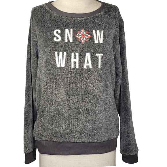 Gray Fuzzy Snow What Winter Sweatshirt Size Medium - Picture 1 of 5